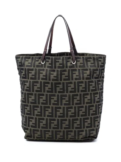 Pre-owned Fendi 2000-2010 Zucca Canvas Tote Bag In Brown