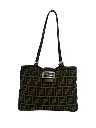 Pre-owned Fendi 2000-2010 Zucca Canvas Tote Bag In Brown