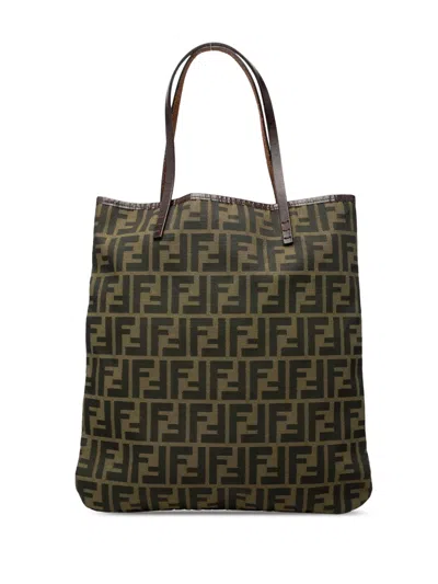Pre-owned Fendi 2000-2010 Zucca Canvas Tote Bag In Brown