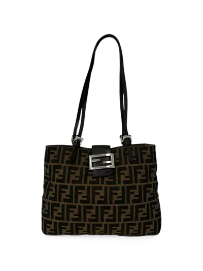 Pre-owned Fendi 2000-2010 Zucca Canvas Tote Bag In Brown