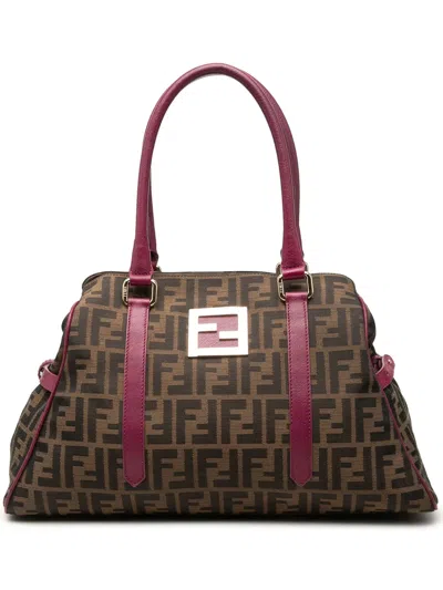 Pre-owned Fendi 2000-2010 Zucca Canvas Tote Bag In Brown