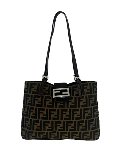 Pre-owned Fendi 2000-2010 Zucca Canvas Tote Bag In Brown