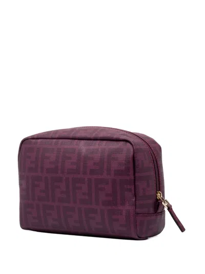 Pre-owned Fendi 2000-2010 Zucca Spalmati Cosmetic Pouch In Purple