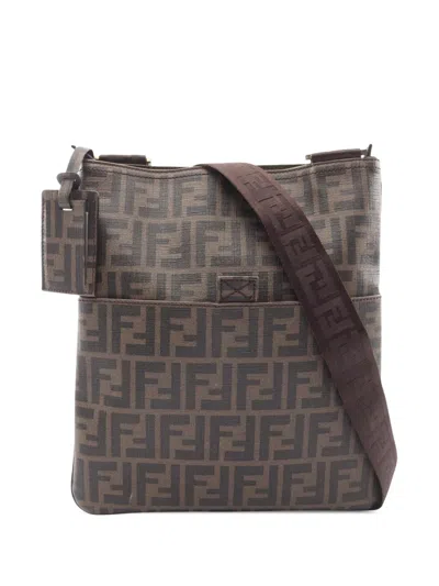Pre-owned Fendi 2000-2010 Zucca Spalmati Crossbody Bag In Brown