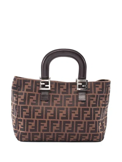 Pre-owned Fendi 2000-2010 Zucca Tote Bag In Brown