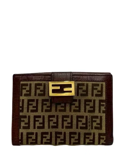 Pre-owned Fendi 2000-2010 Zucchino Canvas Bifold Wallet Small Wallets In Neutral