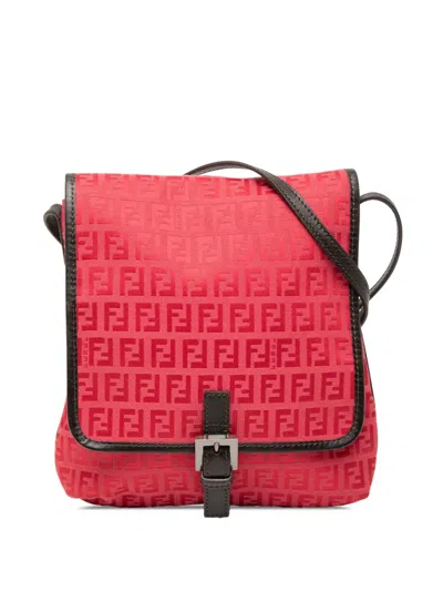 Pre-owned Fendi 2000-2010 Zucchino Canvas Crossbody Bag In Black