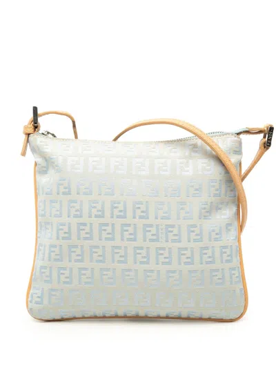 Pre-owned Fendi 2000-2010 Zucchino Canvas Crossbody Bag In Blue