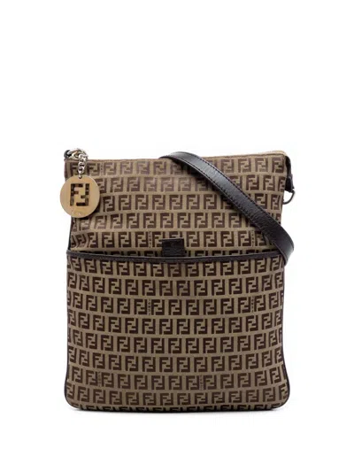 Pre-owned Fendi 2000-2010 Zucchino Canvas Crossbody Bag In Neutral