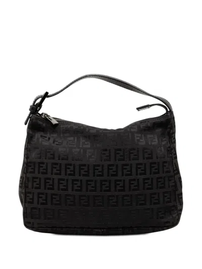 Pre-owned Fendi 2000-2010 Zucchino Canvas Handbag In Black