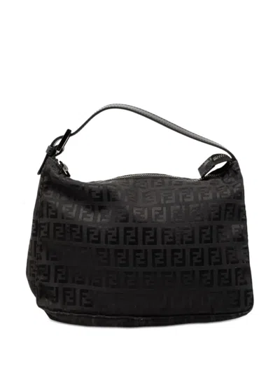 Pre-owned Fendi 2000-2010 Zucchino Canvas Handbag In Black