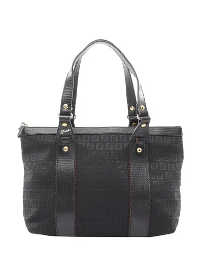 Pre-owned Fendi 2000-2010 Zucchino Canvas Handbag In Black