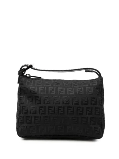 Pre-owned Fendi 2000-2010 Zucchino Canvas Handbag In Black