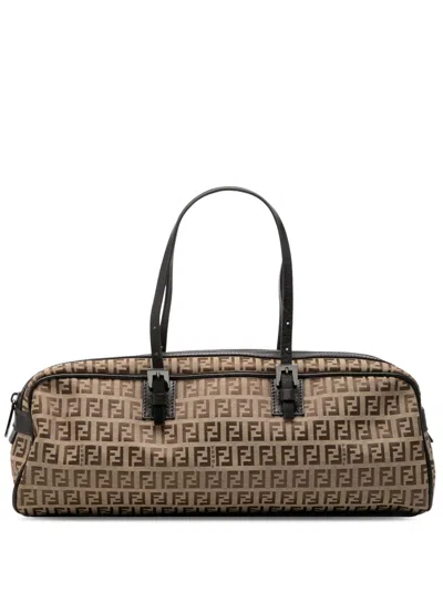 Pre-owned Fendi 2000-2010 Zucchino Canvas Handbag In Brown