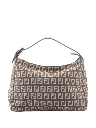 Pre-owned Fendi 2000-2010 Zucchino Canvas Handbag In Brown