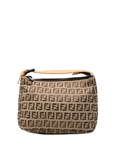 Pre-owned Fendi 2000-2010 Zucchino Canvas Handbag In Brown