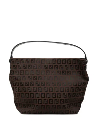 Pre-owned Fendi 2000-2010 Zucchino Canvas Handbag In Brown