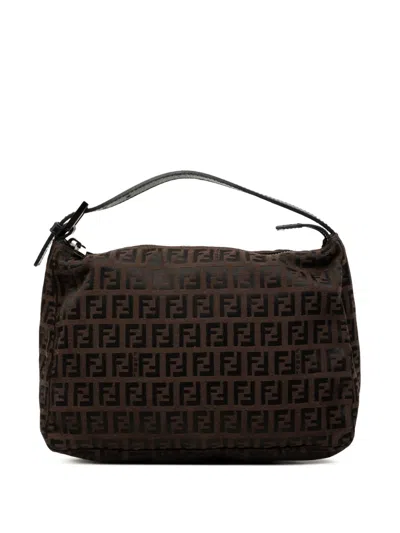 Pre-owned Fendi 2000-2010 Zucchino Canvas Handbag In Brown