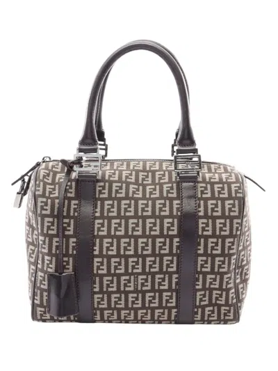 Pre-owned Fendi 2000-2010 Zucchino Canvas Handbag In Brown