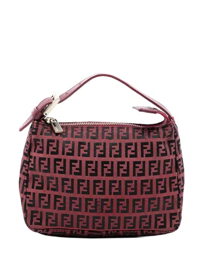 Pre-owned Fendi 2000-2010 Zucchino Canvas Handbag In Red