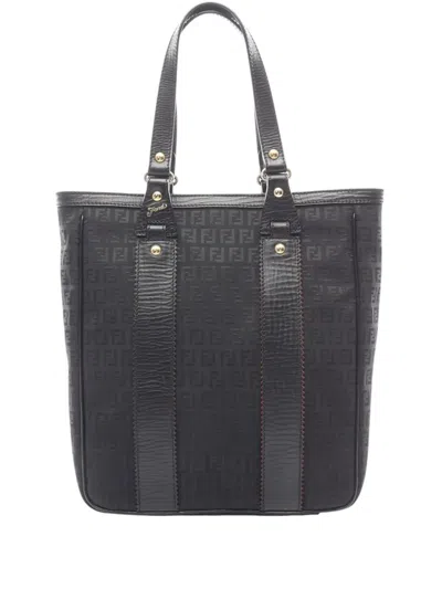 Pre-owned Fendi 2000-2010 Zucchino Canvas Tote Bag In Black