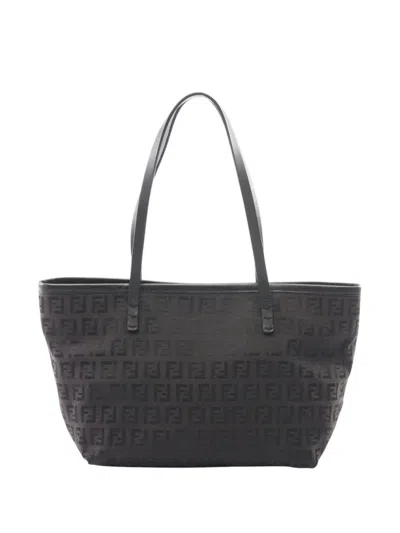 Pre-owned Fendi 2000-2010 Zucchino Canvas Tote Bag In Brown