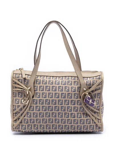 Pre-owned Fendi 2000-2010 Zucchino Canvas Tote Bag In Neutral