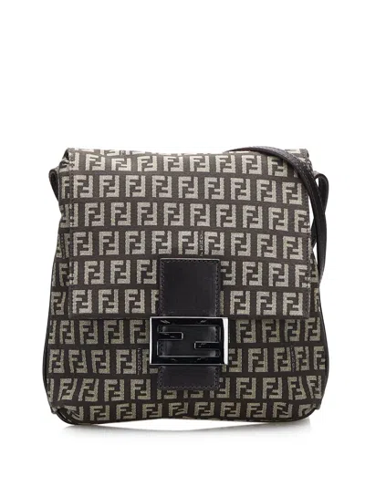 Pre-owned Fendi 2000-2010 Zucchino Crossbody Bag In Brown