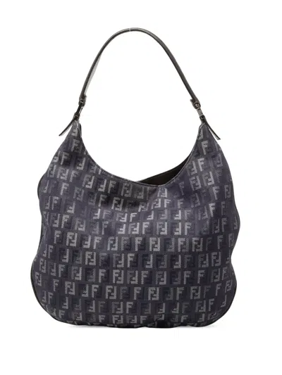 Pre-owned Fendi 2000-2010 Zucchino Denim Hobo Bag In Blue