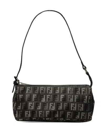 Pre-owned Fendi 2000-2010 Zucchino Denim Pochette Shoulder Bag In Blue
