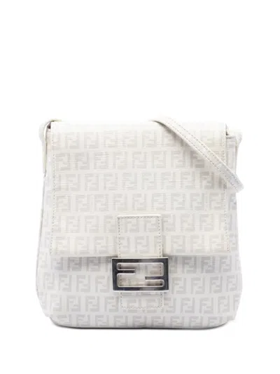 Pre-owned Fendi 2000-2010 Zucchino Spalmati Crossbody Bag In White