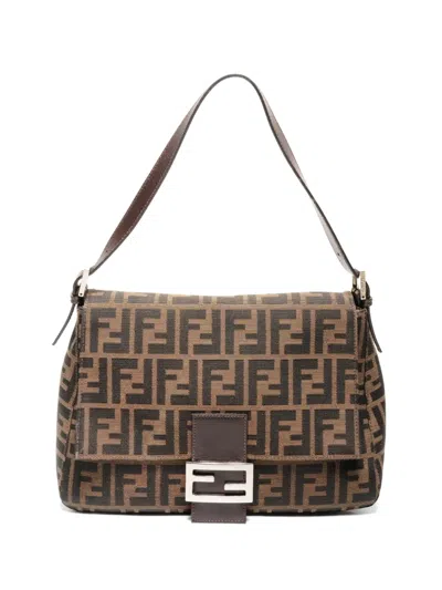 Pre-owned Fendi 2000-2015 Mamma Monogram-pattern Shoulder Bag In Neutral