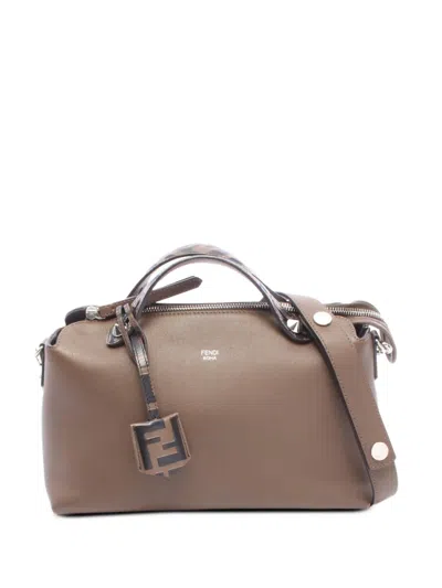 Pre-owned Fendi 2000-2015 Medium Zucca Trimmed Leather By The Way Satchel In Brown