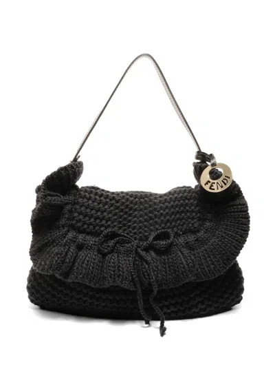 Pre-owned Fendi 2000-2015s Logo-charm Shoulder Bag In Black