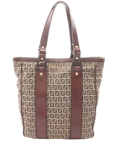 Pre-owned Fendi 2000-2017 Zucchino Canvas Tote Bag In Neutrals