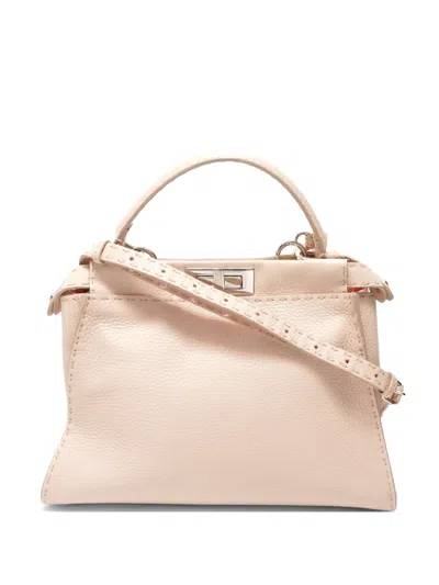 Pre-owned Fendi 2000-2020s Selleria Peekaboo Handbag In Neutral