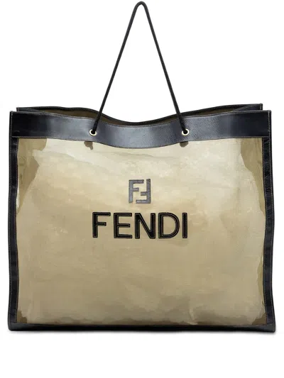 Pre-owned Fendi 2000-2025 Mesh Tote Bag In Brown