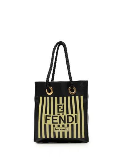 Pre-owned Fendi 2000-2026 Mini Leather Fazzuolo Handbag In Black