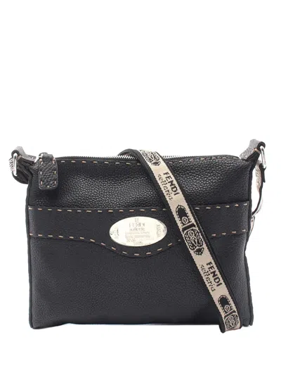 Pre-owned Fendi 2000-2026 Selleria Crossbody Bag In Black