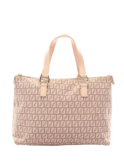 Pre-owned Fendi 2000-2026 Zucchino Canvas Tote Bag In Pink