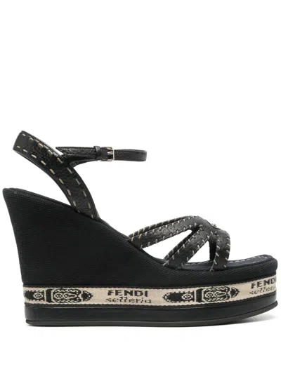 Pre-owned Fendi 2000s 110mm Logo-plaque Shoes In Black