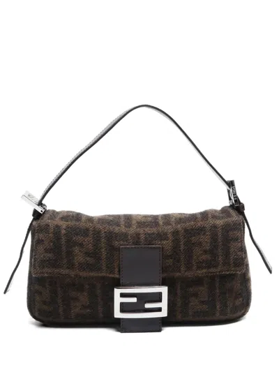 Pre-owned Fendi 2000s-2010s Zucca Mamma Shoulder Bag In Brown