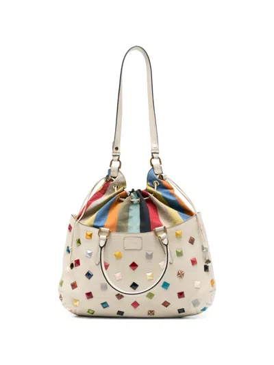 Pre-owned Fendi 2000s B Fab Studded Tote Bag In Neutral