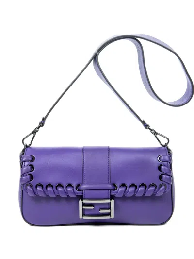 Pre-owned Fendi 2000s Braided-detail Shoulder Bag In Purple