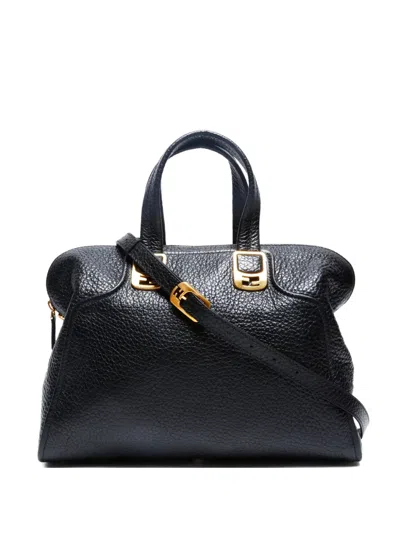 Pre-owned Fendi 2000s Chameleon Leather Tote Bag In Black