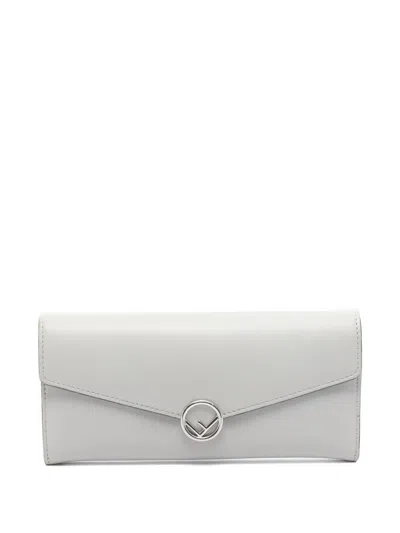 Pre-owned Fendi 2000s F Is Continental Wallet In Gray