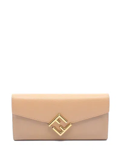 Pre-owned Fendi 2000s Ff Diamond Bi-fold Wallet In Brown