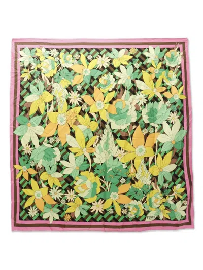 Pre-owned Fendi 2000s Floral-print Silk Scarf