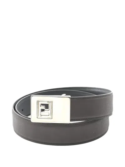 Pre-owned Fendi 2000s Logo-buckle Leather Belt In Brown