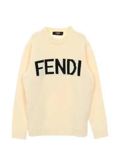 Pre-owned Fendi 2000s Logo Sweater In Neutral